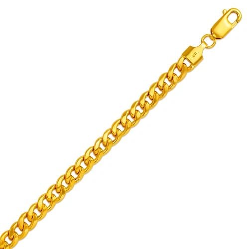 NEW 14K YELLOW GOLD HOLLOW MIAMI CURB BRACELET (1 of 2)