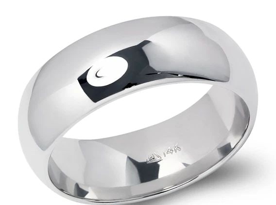 NEW 14K WHITE GOLD 7MM PLAIN WHITE WEDDING BAND (1 of 2)