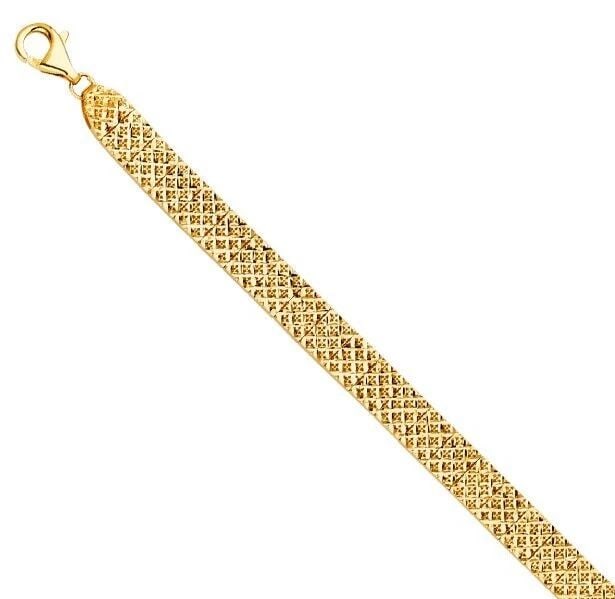 NEW 14K YELLOW GOLD CRYSTAL CUT BRACELET: NEW 14K YELLOW GOLD CRYSTAL CUT BRACELET CRYSTAL CUT BRACELET NEW 14K YELLOW GOLD LENGTH - 7.5in Apx WEIGHT - 7.9g