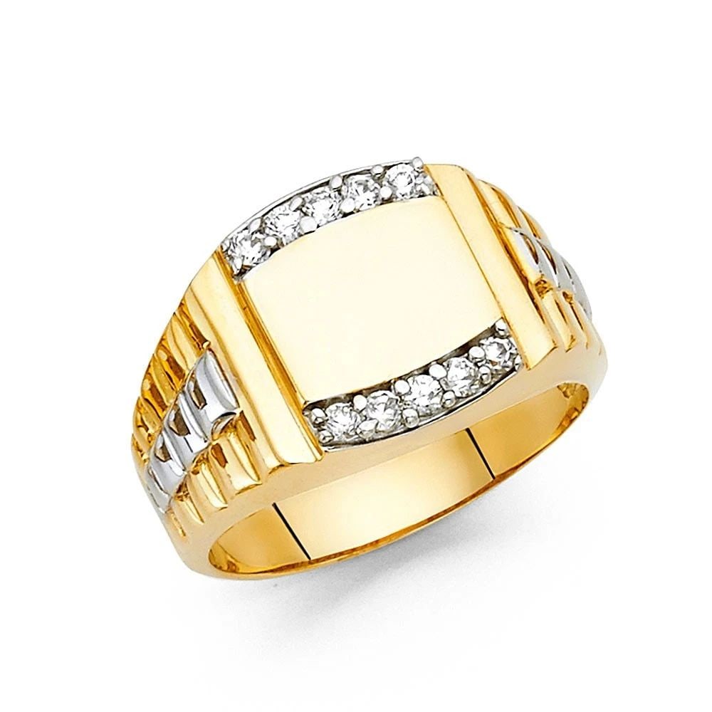 NEW 14K TWO TONE GOLD MEN'S RING - SIZE 10 (1 of 2)