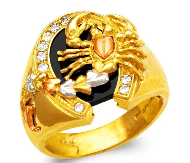 NEW 14K TRICOLOR GOLD MEN'S FANCY SCORPION RING (1 of 2)