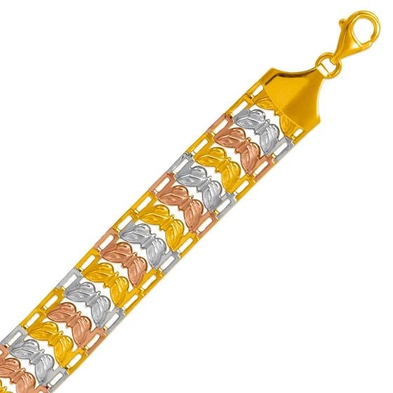 NEW 14K TRICOLOR GOLD GYPSY BRACELET: NEW 14K TRICOLOR GOLD GYPSY BRACELET GYPSY BRACELET NEW 14K TRICOLOR GOLD LENGTH: 7" 7.5" 8" inch AVERAGE Apx WEIGHT : 7.8g