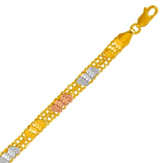 NEW 14K TRICOLOR GOLD DOUBLE LINK BRACELET (1 of 2)