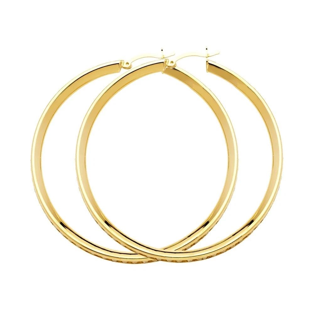 NEW 14K YELLOW GOLD ROUND CHANNEL HOOP EARRINGS: NEW 14K YELLOW GOLD ROUND CHANNEL HOOP EARRINGS ROUND CHANNEL HOOP EARRINGS NEW 14K YELLOW GOLD HEIGHT - 35 mm WIDTH - 35 mm Apx WEIGHT - 5.9 g
