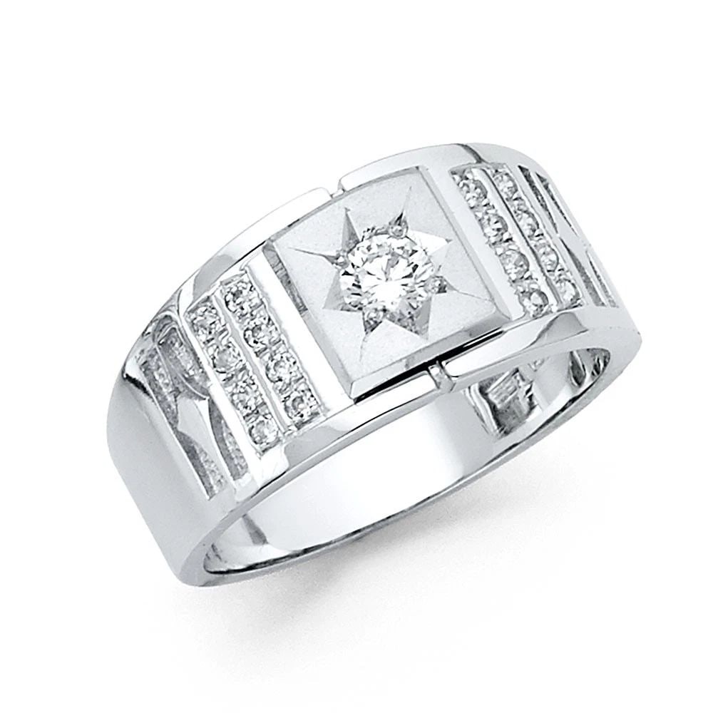 NEW 14K WHITE GOLD MEN'S RING - SIZE 10 (1 of 2)