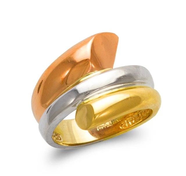 NEW 14K TRICOLOR GOLD LADIES SWIRL DESIGN RING (1 of 2)