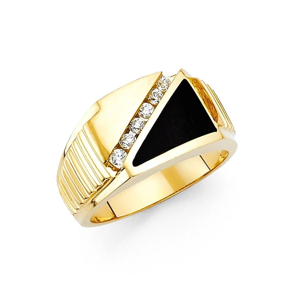 NEW 14K YELLOW GOLD ONYX MEN'S RING - SIZE 10 (1 of 2)