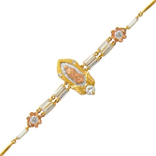 NEW 14K TRICOLOR GOLD FANCY GUADALUPE BRACELET (1 of 2)