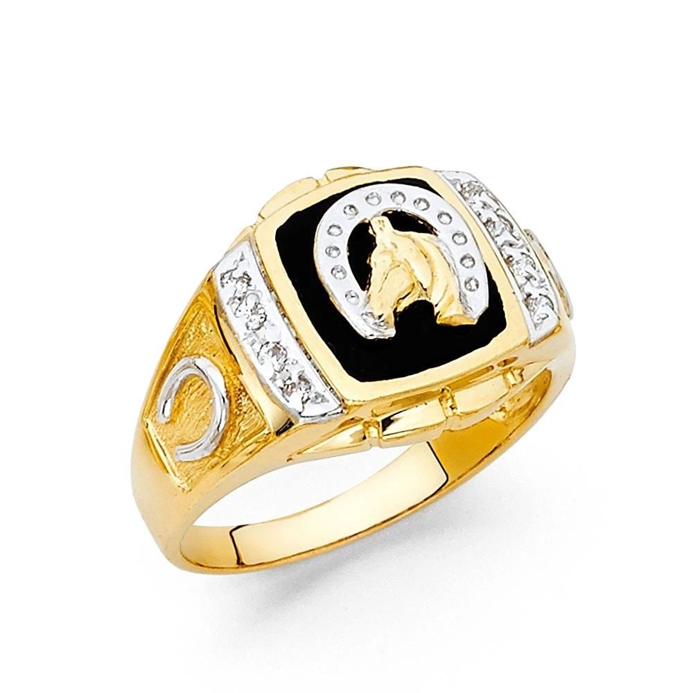 NEW 14K YELLOW GOLD ONYX MEN'S RING - SIZE 10 (1 of 2)