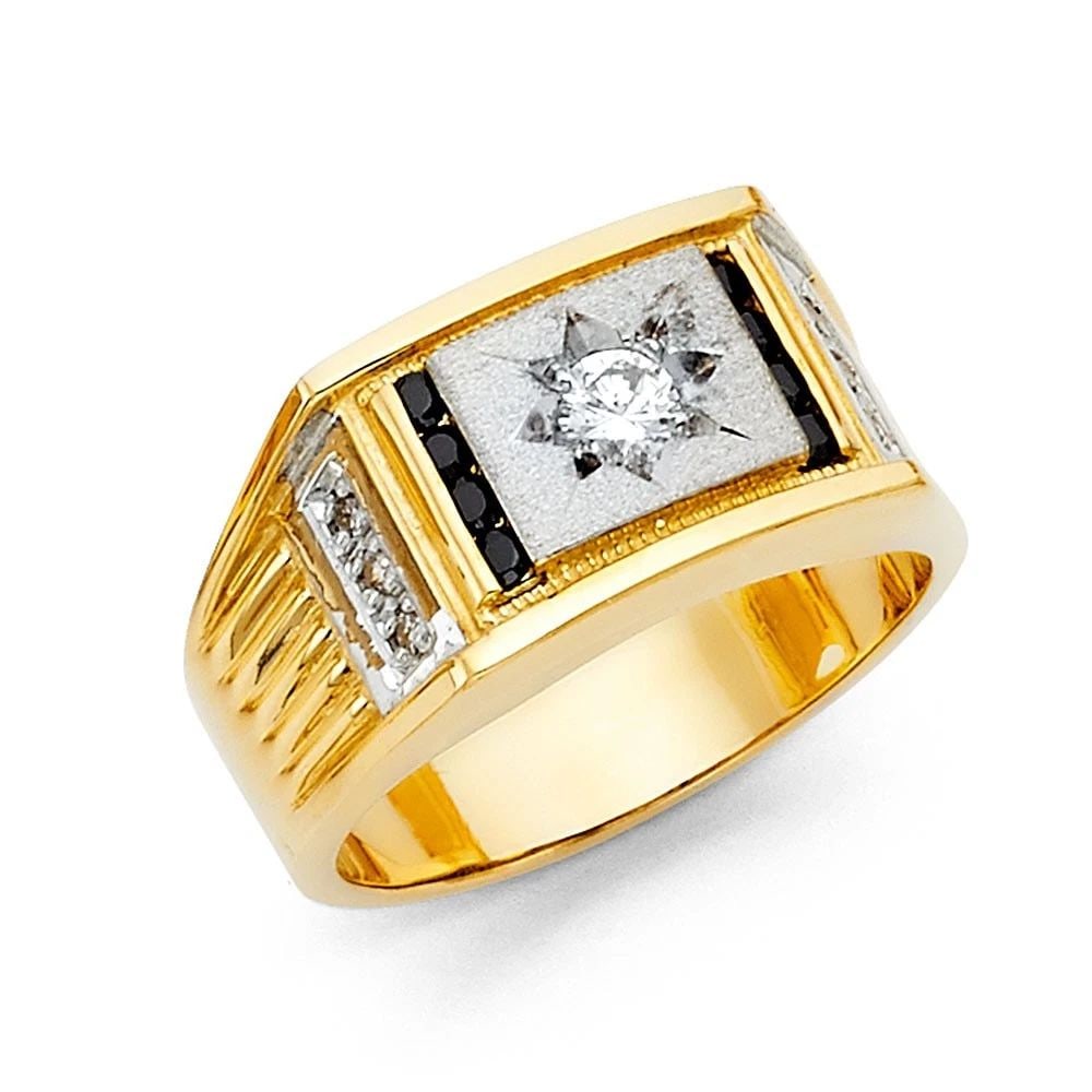 NEW 14K YELLOW GOLD MEN'S RING WITH SAPPHIRE - SIZE 10: NEW 14K YELLOW GOLD MEN'S RING WITH SAPPHIRE MEN'S RING WITH SAPPHIRE NEW 14K YELLOW GOLD WIDTH : 10 mm WEIGHT : 7.4g