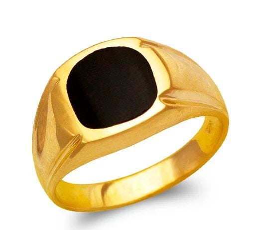 NEW 14K YELLOW GOLD MEN'S FULL CUT ONYX RING: NEW 14K YELLOW GOLD MEN'S FULL CUT ONYX RING MEN'S FULL CUT ONYX RING NEW 14K YELLOW GOLD SIZE Apx: 12mm Apx WEIGHT: 7.4g