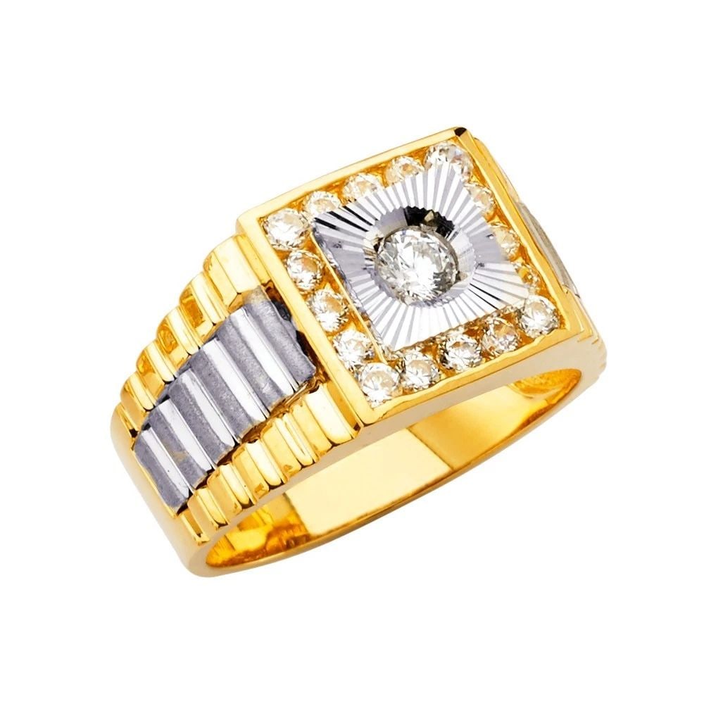 NEW 14K TWO TONE GOLD MEN'S RING - SIZE 10: NEW 14K TWO TONE GOLD MEN'S RING MEN'S RING NEW 14K TWO TONE GOLD WIDTH : WEIGHT : 7.4g