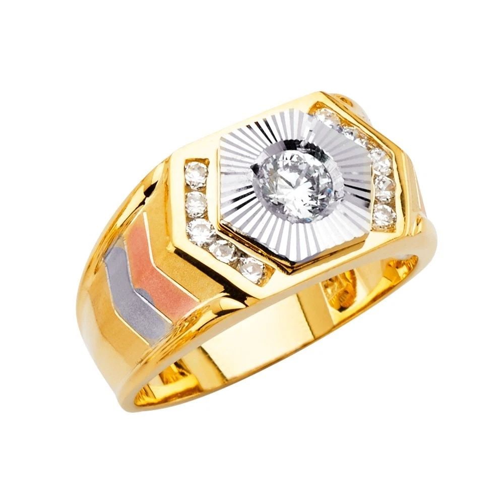 NEW 14K TRI COLOR GOLD MEN'S RING - SIZE 10: NEW 14K TRI COLOR GOLD MEN'S RING MEN'S RING NEW 14K TRI COLOR GOLD WIDTH : WEIGHT : 7.3g