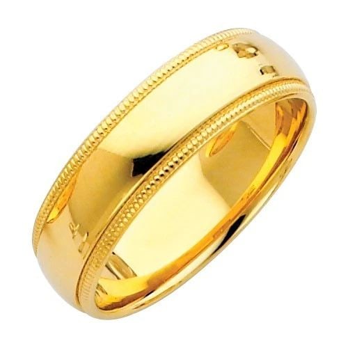 NEW 14K YELLOW GOLD 6MM MILGRAIN COMFORT WEDDING BAND - SIZE 5-12: NEW 14K YELLOW GOLD 6MM MILGRAIN COMFORT WEDDING BAND 6MM MILGRAIN COMFORT WEDDING BAND NEW 14K YELLOW GOLD WIDTH: 6 mm AVERAGE Apx. WEIGHT: 5g