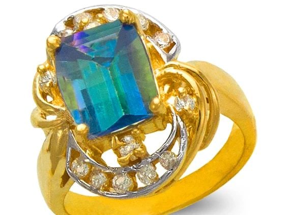 NEW 14K TWO TONE GOLD LADIES MYSTIC RING (1 of 2)