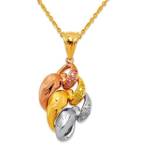 NEW 14K TRICOLOR GOLD THREE DOLPHIN PENDANT (1 of 2)