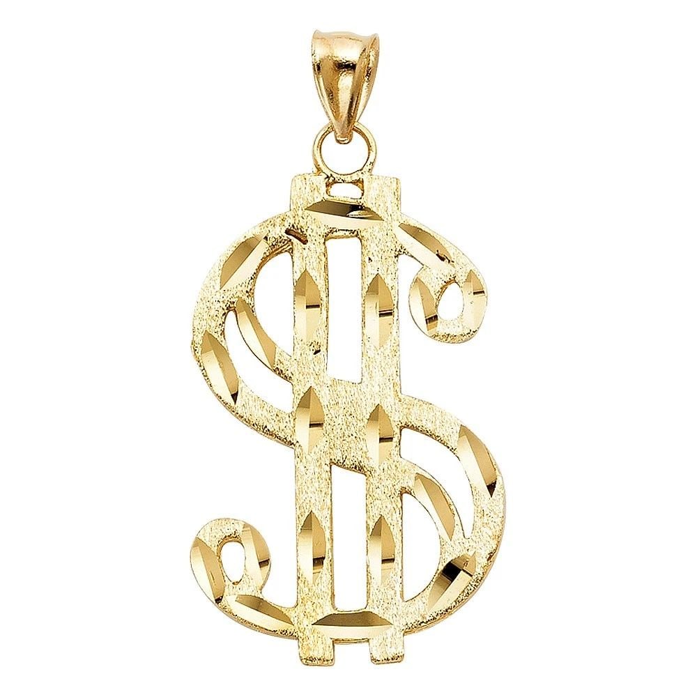 NEW 14K YELLOW GOLD DOLLAR SIGN PENDANT: NEW 14K YELLOW GOLD DOLLAR SIGN PENDANT DOLLAR SIGN PENDANT NEW 14K YELLOW GOLD Height : 43 mm Width : 28 mm Apx. WEIGHT : 7.2g