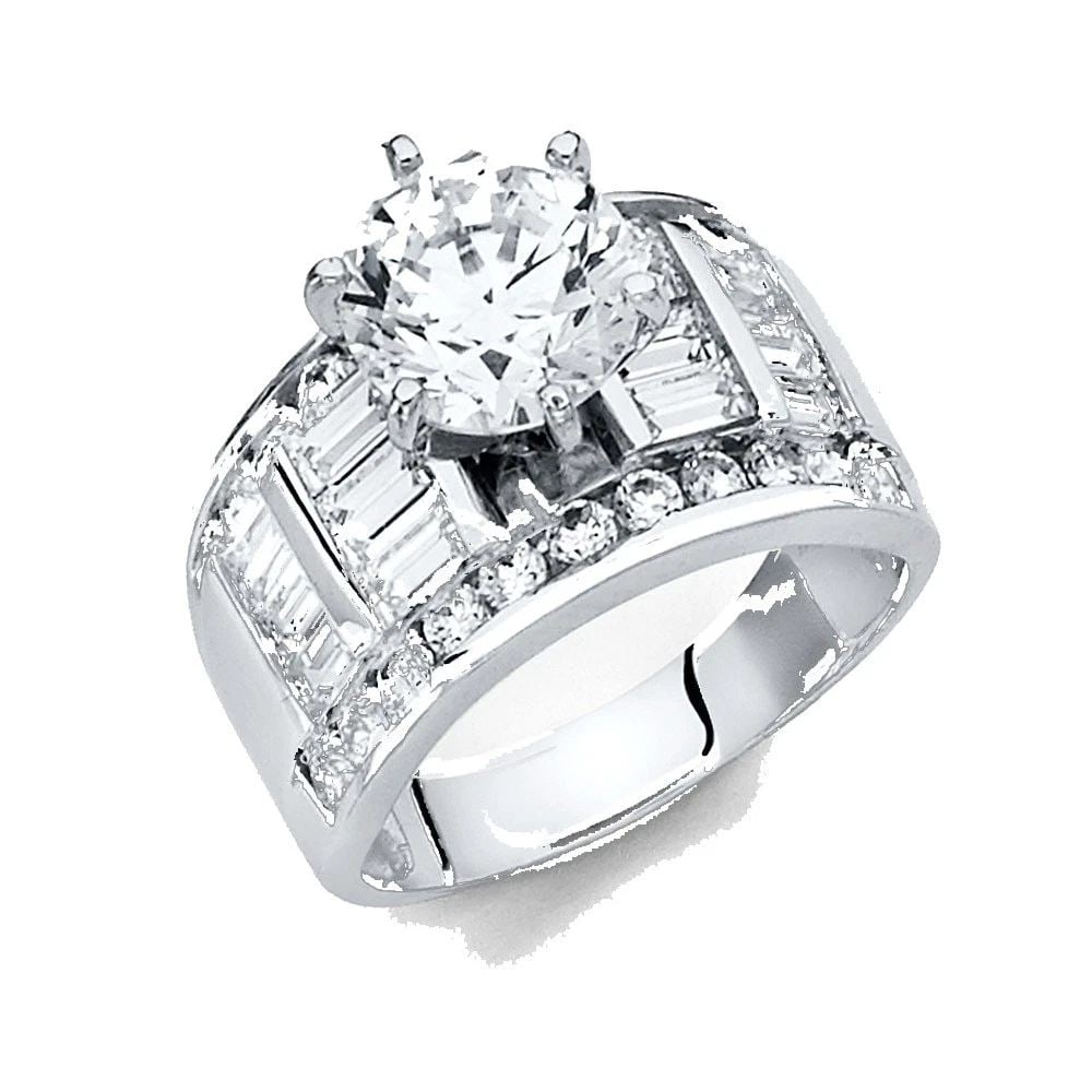 NEW 14K WHITE GOLD ENGAGEMENT RING - SIZE 7 (1 of 2)