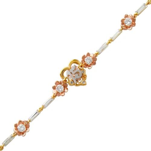 NEW 14K TRICOLOR GOLD FANCY 15 ANOS HEART BRACELET (1 of 2)