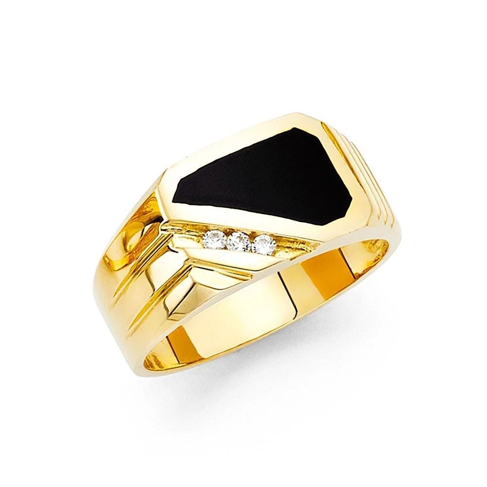 NEW 14K YELLOW GOLD ONYX MEN'S RING - SIZE 10: NEW 14K YELLOW GOLD ONYX MEN'S RING ONYX MEN'S RING NEW 14K YELLOW GOLD WIDTH : 10 mm WEIGHT : 7.1g
