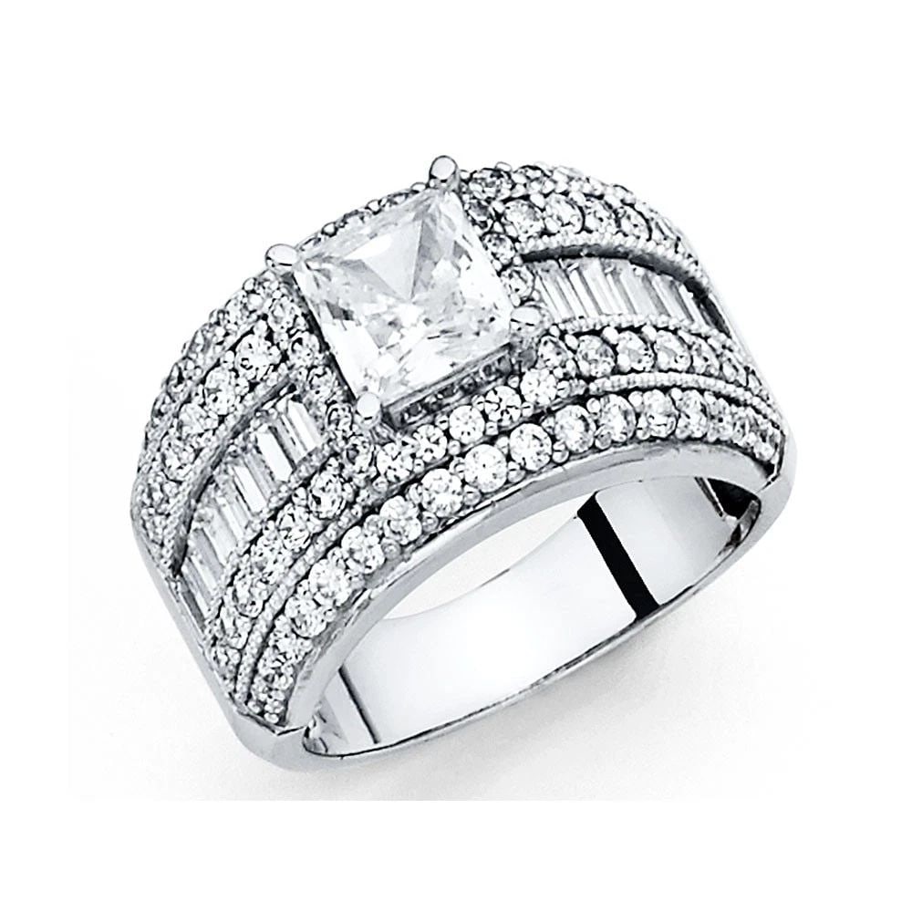 NEW 14K WHITE GOLD ENGAGEMENT RING - SIZE 7: NEW 14K WHITE GOLD ENGAGEMENT RING ENGAGEMENT RING NEW 14K WHITE GOLD WIDTH: 1 mm Apx. WEIGHT: 7g