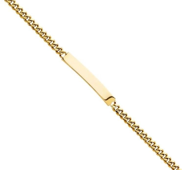 NEW 14K YELLOW GOLD CUBAN PLAIN KIDS ID BRACELET: 14K YELLOW GOLD CUBAN PLAIN KIDS ID BRACELET CUBAN PLAIN KIDS ID BRACELET NEW 14K YELLOW GOLD LENGTH - 6in Apx WEIGHT - 7g