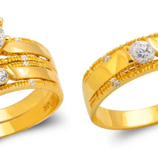 NEW 14K YELLOW GOLD WEDDING TRIO RING SET (1 of 2)