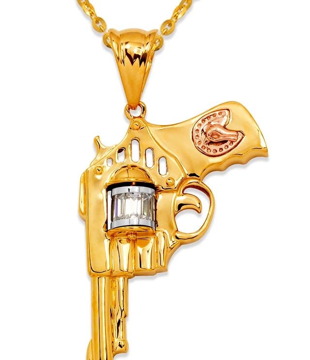 NEW 14K TRICOLOR GOLD FANCY REVOLVER PENDANT (1 of 2)
