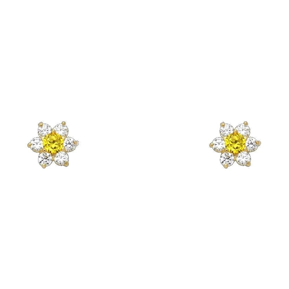 NEW 14K YELLOW GOLD FLOWER SCREW BACK STUD EARRINGS (NOV): NEW 14K YELLOW GOLD FLOWER SCREW BACK STUD EARRINGS (NOV) FLOWER SCREW BACK STUD EARRINGS (NOV) NEW 14K YELLOW GOLD