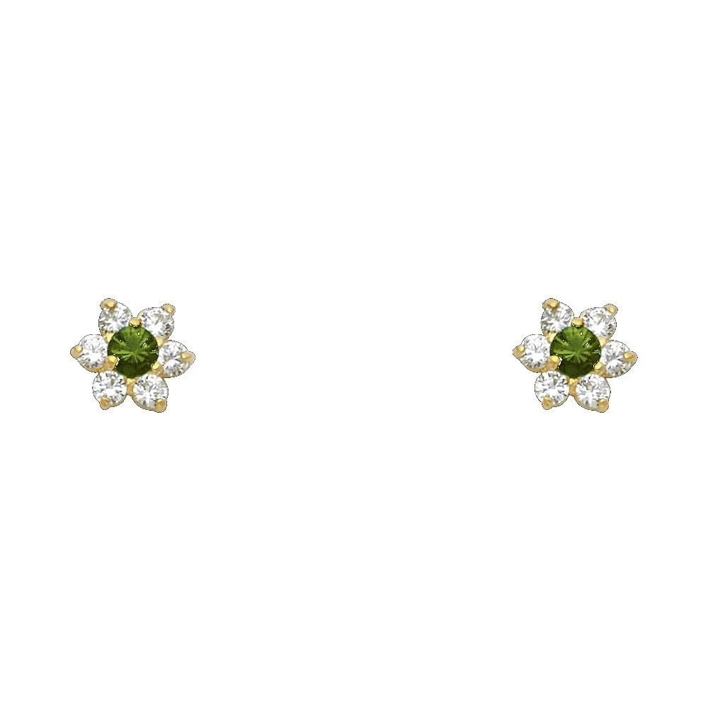 NEW 14K YELLOW GOLD FLOWER SCREW BACK STUD EARRINGS (MAY): NEW 14K YELLOW GOLD FLOWER SCREW BACK STUD EARRINGS (MAY) FLOWER SCREW BACK STUD EARRINGS (MAY) NEW 14K YELLOW GOLD