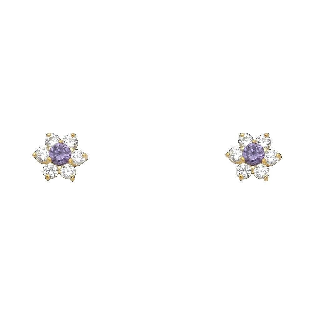 NEW 14K YELLOW GOLD FLOWER SCREW BACK STUD EARRINGS (FEB): NEW 14K YELLOW GOLD FLOWER SCREW BACK STUD EARRINGS (FEB) FLOWER SCREW BACK STUD EARRINGS (FEB) NEW 14K YELLOW GOLD