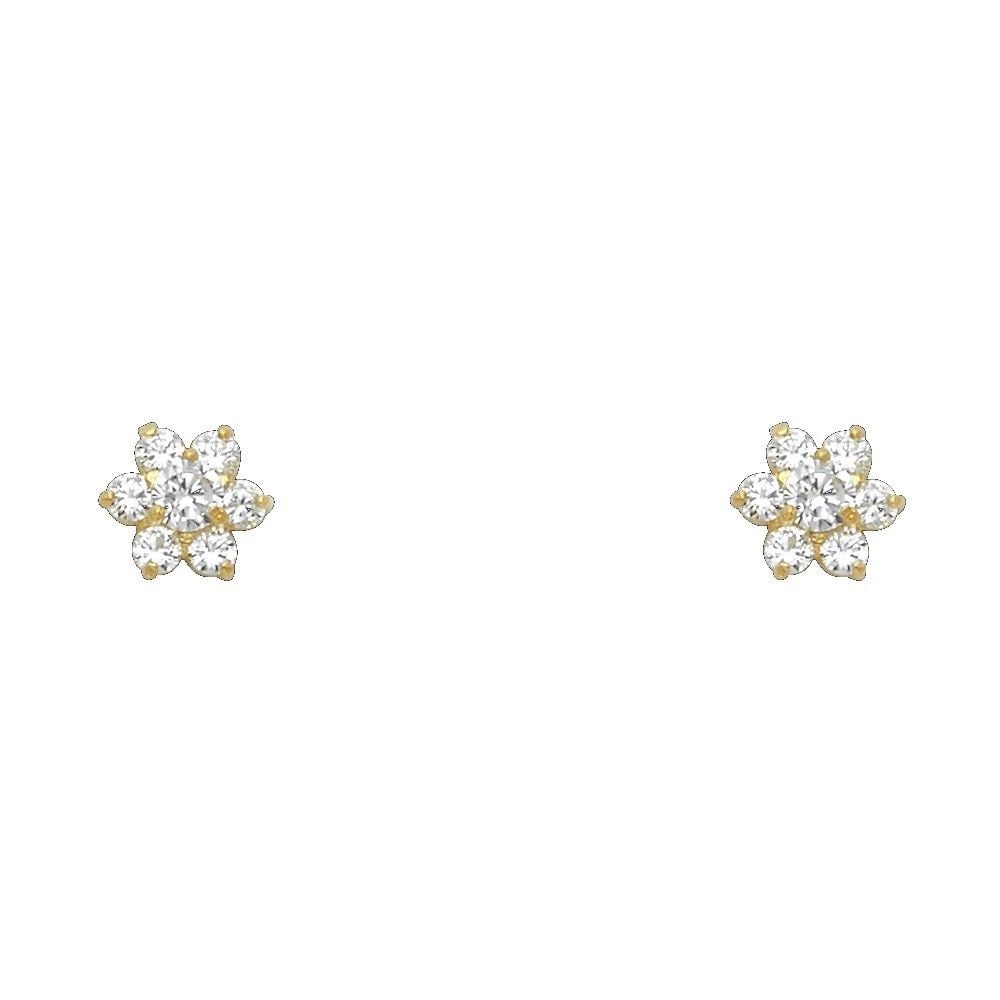 NEW 14K YELLOW GOLD FLOWER SCREW BACK STUD EARRINGS (APR): NEW 14K YELLOW GOLD FLOWER SCREW BACK STUD EARRINGS (APR) FLOWER SCREW BACK STUD EARRINGS (APR) NEW 14K YELLOW GOLD