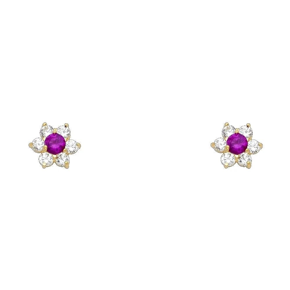 NEW 14K YELLOW GOLD FLOWER SCREW BACK STUD EARRINGS (JUL): NEW 14K YELLOW GOLD FLOWER SCREW BACK STUD EARRINGS (JUL) FLOWER SCREW BACK STUD EARRINGS (JUL) NEW 14K YELLOW GOLD
