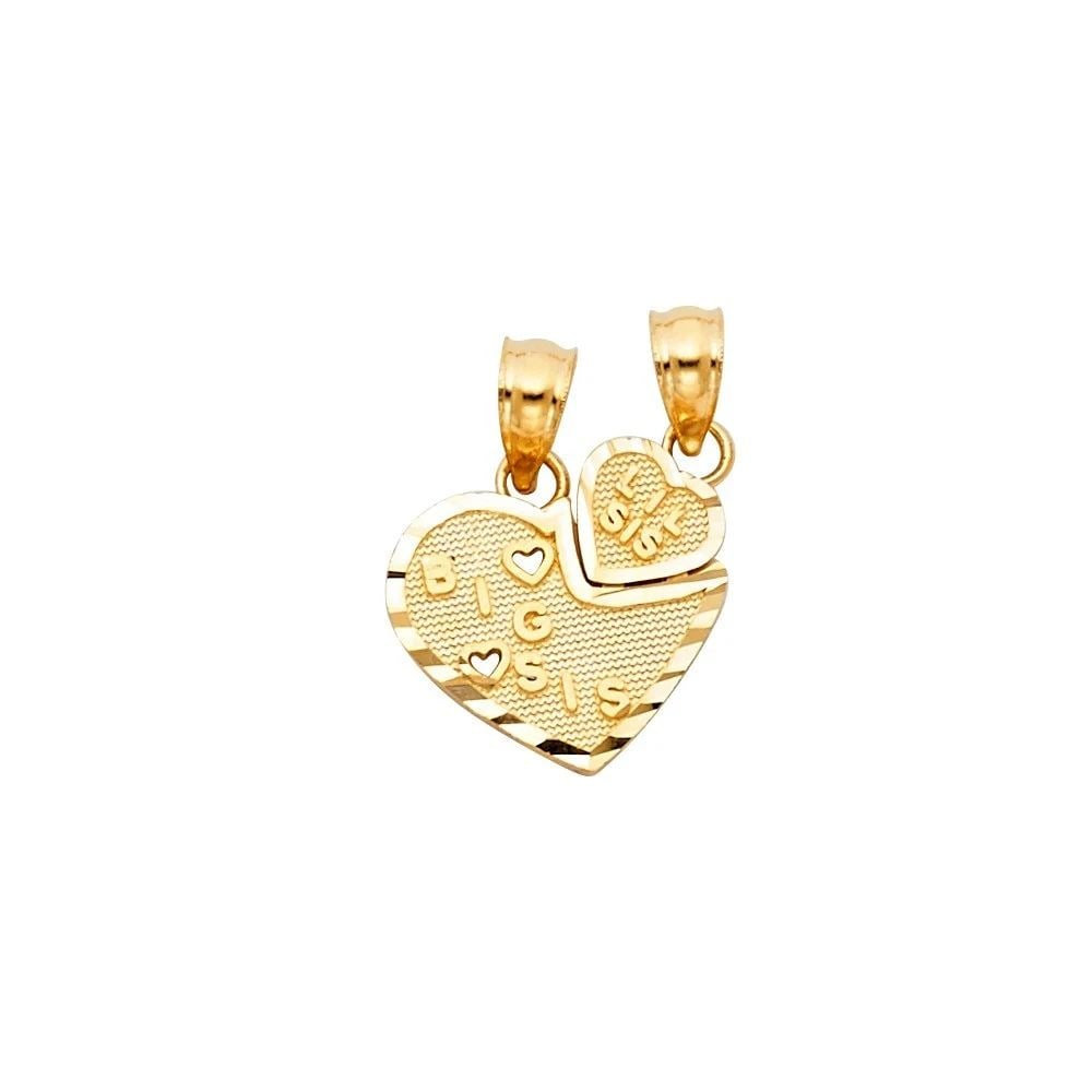 NEW 14K YELLOW GOLD HEART 2 PIECE PENDANT (1 of 2)