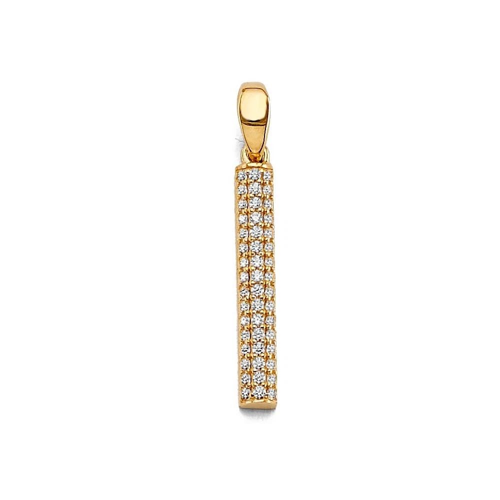 NEW 14K YELLOW GOLD BAR PENDANT (1 of 2)