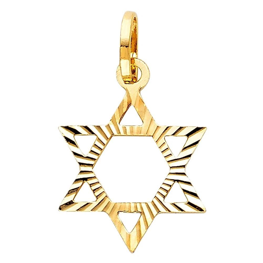 NEW 14K YELLOW GOLD STAR OF DAVID PENDANT: NEW 14K YELLOW GOLD STAR OF DAVID PENDANT STAR OF DAVID PENDANT NEW 14K YELLOW GOLD Height : 17 mm Width : 15 mm Apx. WEIGHT : 0.9g