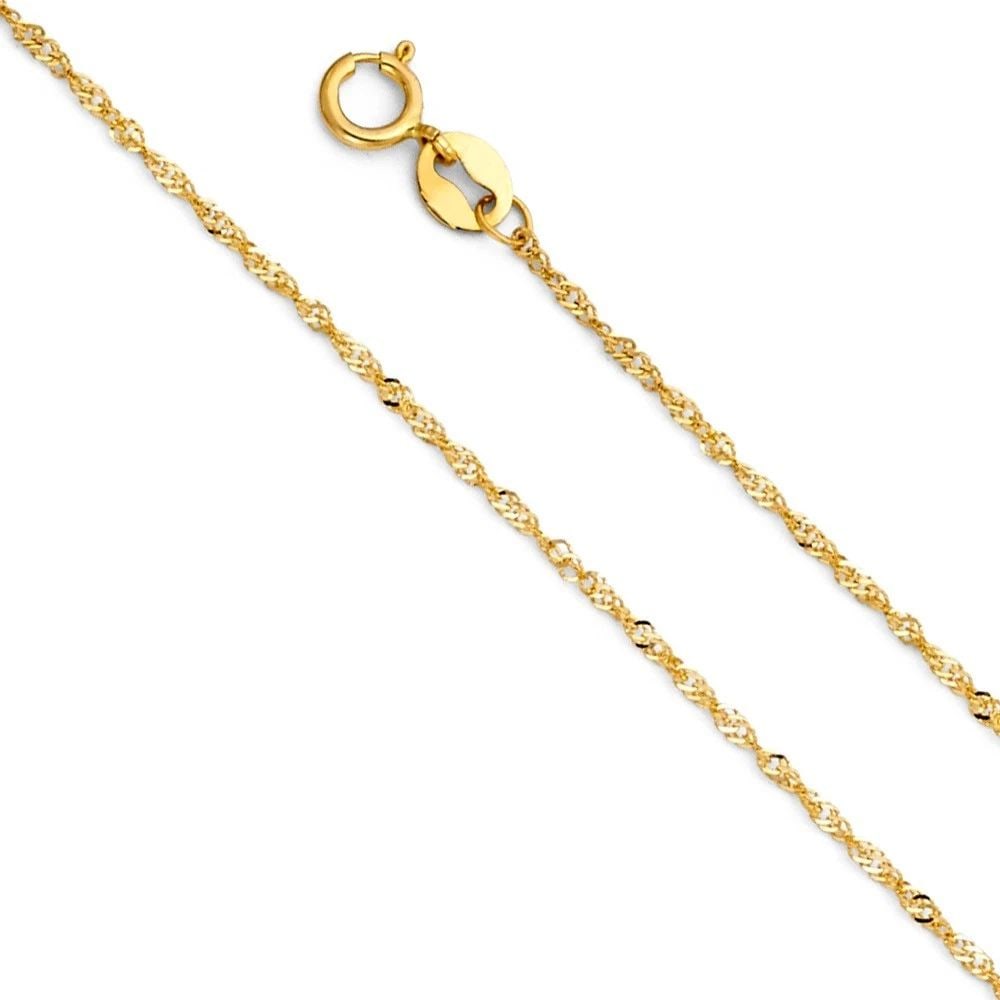 NEW 14K YELLOW GOLD 016(0.9MM) SINGAPORE CHAIN (1 of 2)