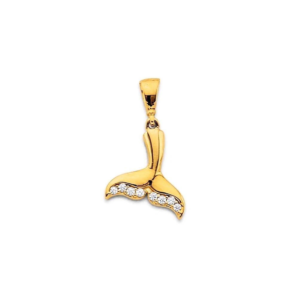 NEW 14K YELLOW GOLD DOLPHIN TAIL PENDANT (1 of 2)