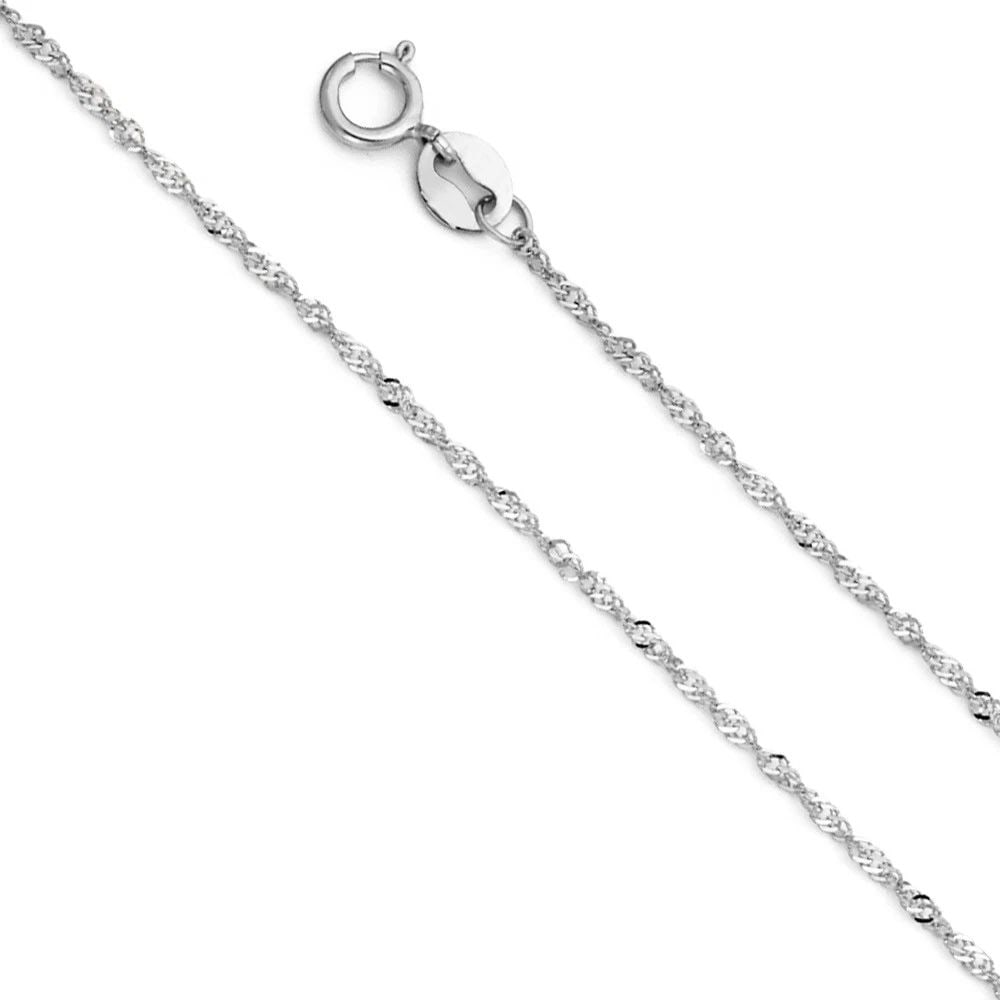 NEW 14K WHITE GOLD 016(0.9MM) SINGAPORE CHAIN (1 of 2)