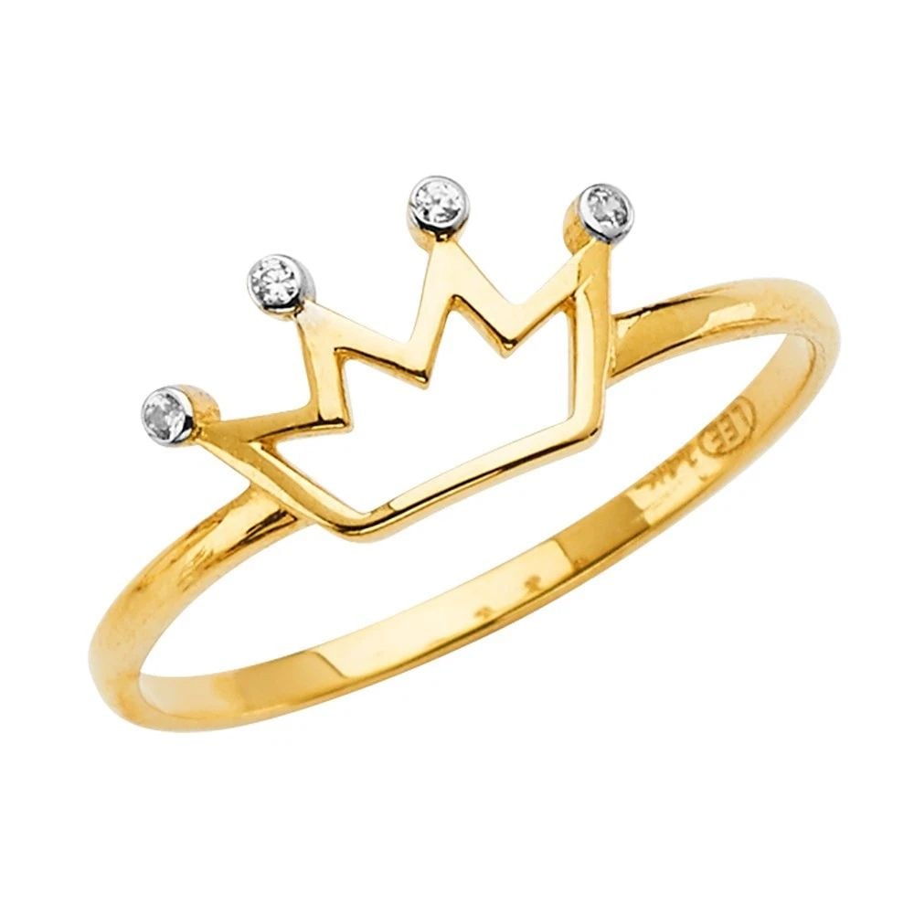 NEW 14K TWO TONE GOLD CROWN RING - SIZE 7 (1 of 2)