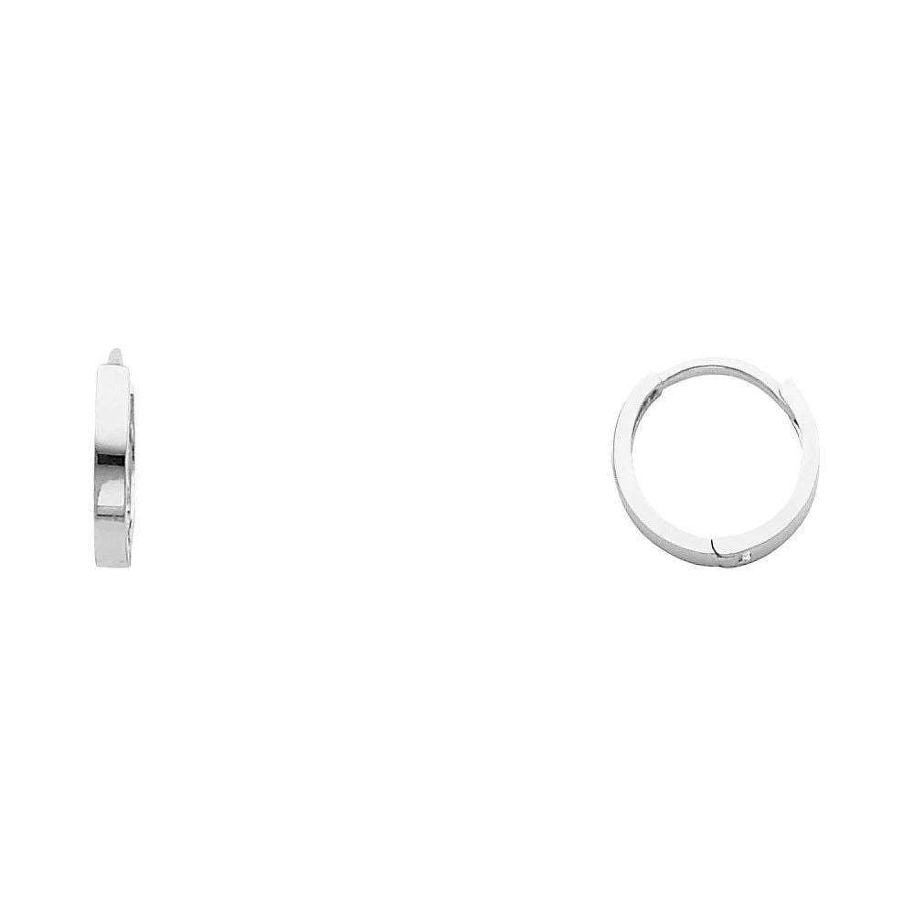 NEW 14K WHITE GOLD SMALL PLAIN HUGGIES EARRINGS (1 of 2)