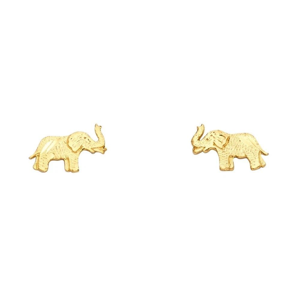 NEW 14K YELLOW GOLD SMALL ELEPHANT POST EARRINGS (1 of 2)