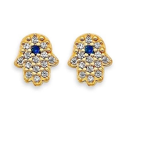 NEW 14K YELLOW GOLD HAMSA STUD EARRINGS WITH SCREW BACK: NEW 14K YELLOW GOLD HAMSA STUD EARRINGS WITH SCREW BACK HAMSA STUD EARRINGS WITH SCREW BACK NEW 14K YELLOW GOLD