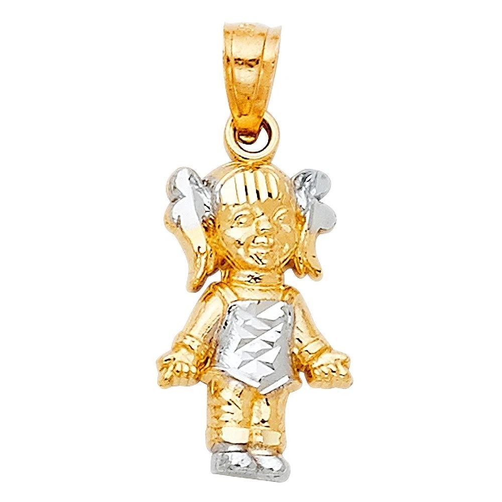 NEW 14K TWO TONE GOLD BABY PENDANT: NEW 14K TWO TONE GOLD BABY PENDANT (PT667) BABY PENDANT (PT667) NEW 14K TWO TONE GOLD Height : 17 mm Width : 10 mm Apx. WEIGHT : 0.9g