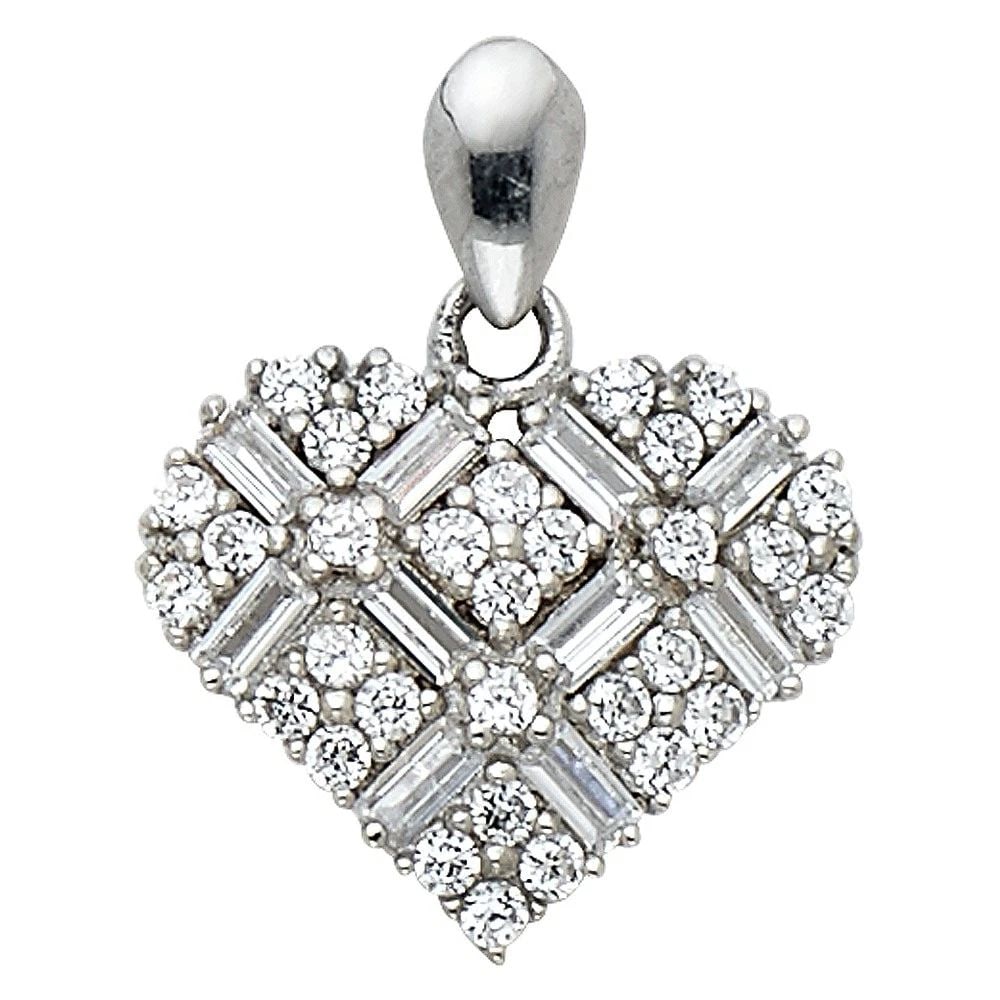 NEW 14K WHITE GOLD HEART PENDANT: NEW 14K WHITE GOLD HEART PENDANT HEART PENDANT NEW 14K WHITE GOLD Height : 17 mm Width : 13 mm Apx. WEIGHT : 0.9g
