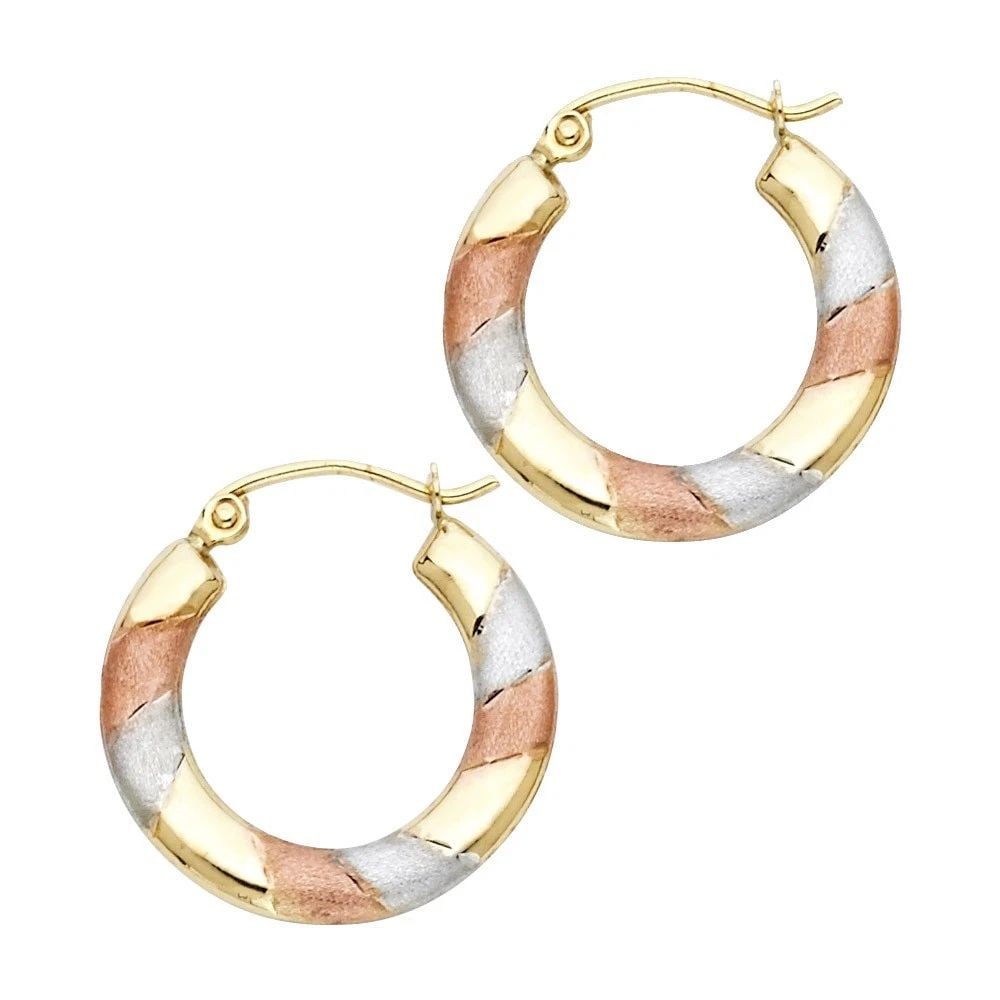 NEW 14K TRI COLOR GOLD DC HOOP EARRINGS (1 of 2)