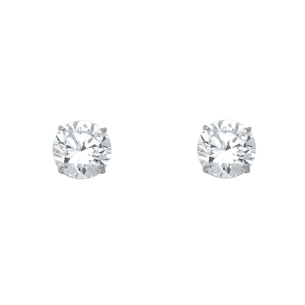 NEW 14K WHITE GOLD ROUND 8MM STUD EARRINGS: NEW 14K WHITE GOLD ROUND 8MM STUD EARRINGS ROUND 8MM STUD EARRINGS NEW 14K WHITE GOLD