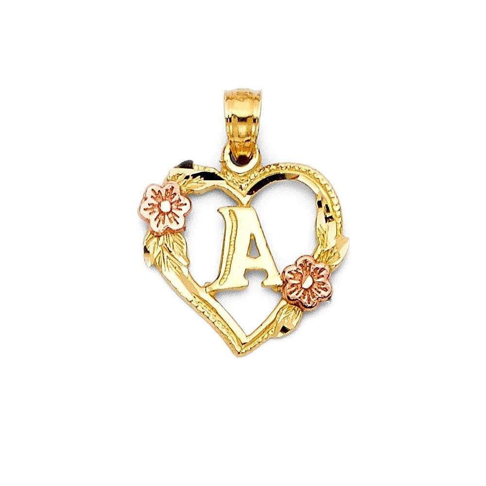 NEW 14K TWO TONE GOLD INITIAL HEART PENDANT: NEW 14K TWO TONE GOLD INITIAL HEART PENDANT INITIAL HEART PENDANT NEW 14K TWO TONE GOLD Height : 17 mm Width : 13 mm Apx. WEIGHT : 0.9g