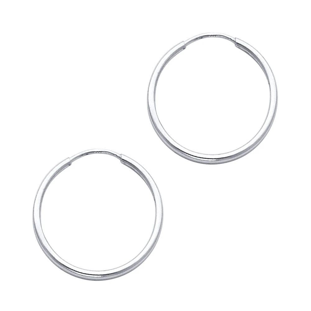 NEW 14K WHITE GOLD 1.5MM ROUND TUBE POLISHED ENDLESS HOOP EARRINGS (20MM): NEW 14K WHITE GOLD 1.5MM ROUND TUBE POLISHED ENDLESS HOOP EARRINGS (20MM) 1.5MM ROUND TUBE POLISHED ENDLESS HOOP EARRINGS (20MM) NEW 14K WHITE GOLD Height : 17 mm Width : 17 mm Weight : 0.7g