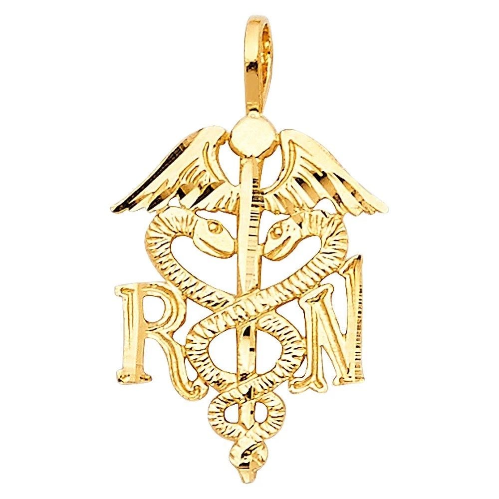 NEW 14K YELLOW GOLD SYMBOL OF MEDICAL SERVICE PENDANT (1 of 2)